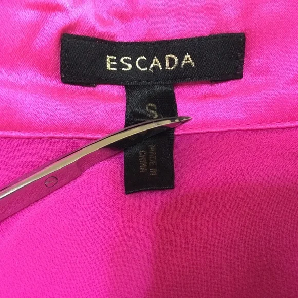 Escada fuchsia pink pointy silk blouse size small - Picture 4 of 11